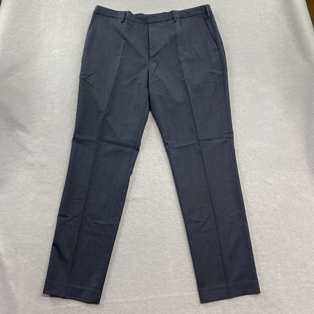 J Crew Dress Pants Mens 38x34 Navy Bowery Oxford Wool Blend Flat Front